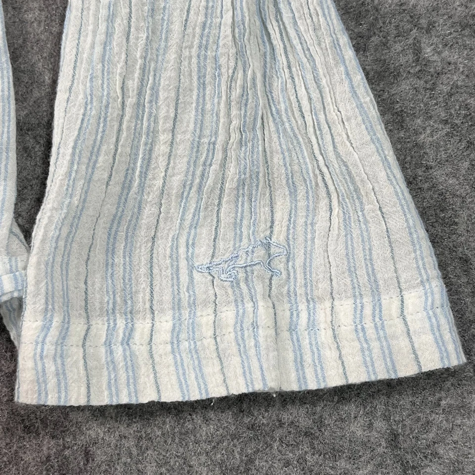 Top de manga larga Horny Toad blanco azul a rayas de algodón orgánico para mujer talla XL Foto 3 de 4