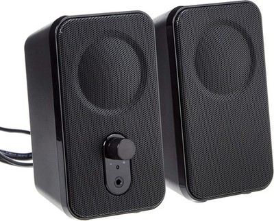 Amazon Basics V216US AC-Powered Computer Speakers Wired Black Volume Control 10W