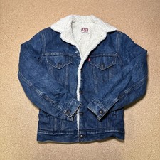 Vintage Levi Sherpa Lined Denim Trucker Jean Jacket Made in USA Size 34L