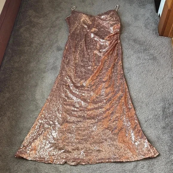 slim fit dress slacks Rose Gold Feathers Gown main image 1