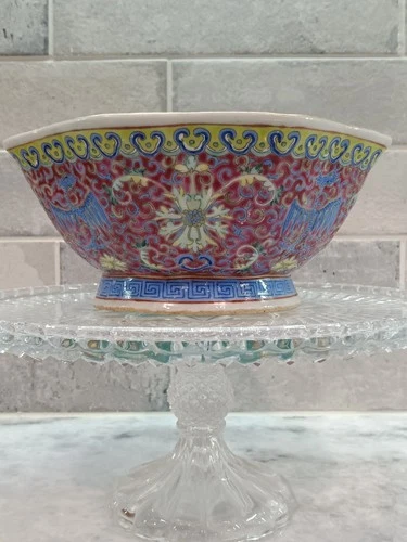 Antique Chinese Famille Octagon Bowl
