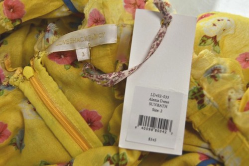 $345 NEW LoveShackFancy ALEXIA DRESS Sunbath Yellow Ruffle Tiered Cotton Voile 2 - Picture 7 of 8