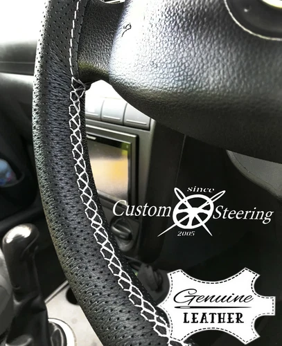 WHITE STITCH SOFT PERFORATED LEATHER STEERING WHEEL COVER FOR VOLVO C30 06-13