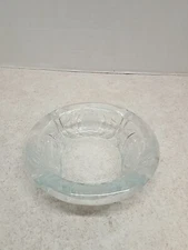 Heavy Glass Vintage Ashtray 6" Indonesia w/4 Slots with Embossed Roses