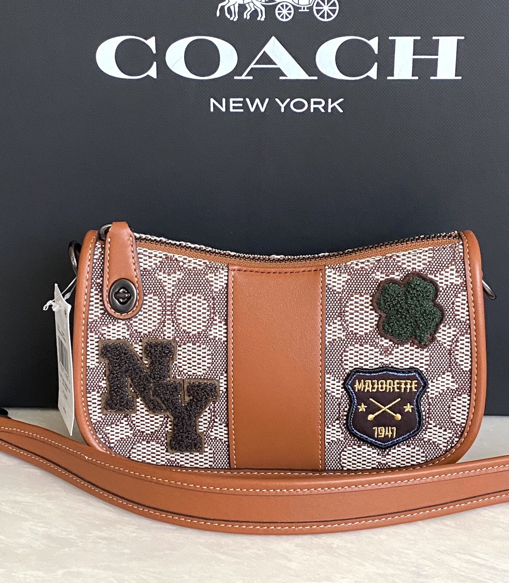 NWT COACH SIGNATURE / LEATHER VARSITY PATCHES SWINGER SHOULDER BAG