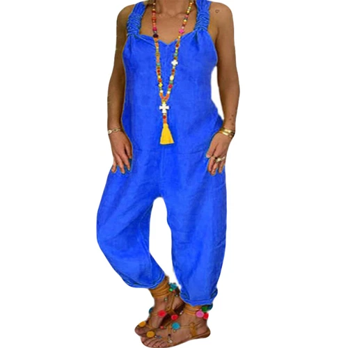 S-5XL tuta donna casual ampia moda salopette tuta da gioco pantaloni salopette - Foto 11 di 30