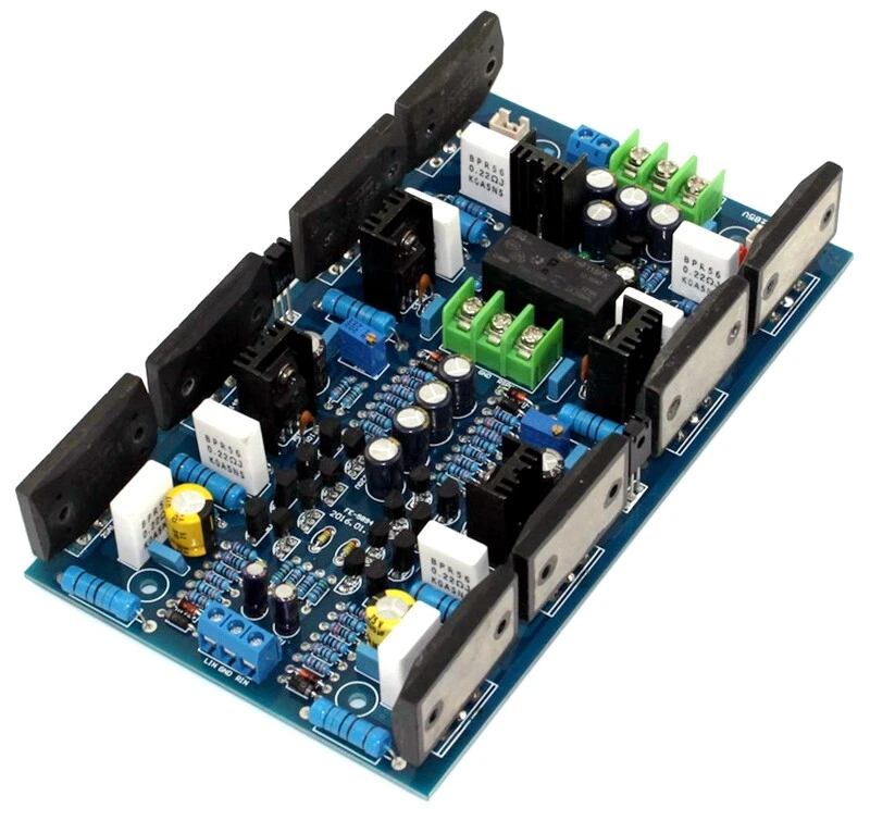 Placa amplificador doble estéreo 300W+300W Sanken 2SA1494/2SC3858 con protección de altavoz Foto 3 de 4