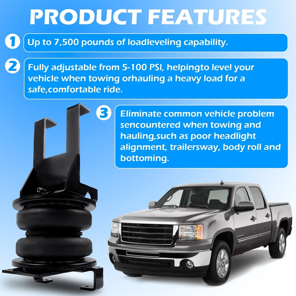 Kit de resorte de suspensión de bolsa de aire para Chevrolet Silverado GMC Sierra 2500 / 3500 HD Foto 3 de 4