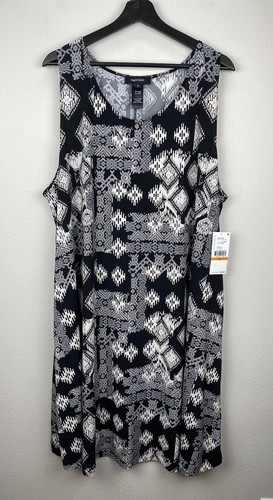 Karen Kane Chloe Dress Womens Size 3X Black White Artsy Wedding Stretch NWT