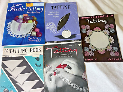 5 Vintage Crochet Tatting Edging Pattern Books Coats & Clark 1930s 1940s