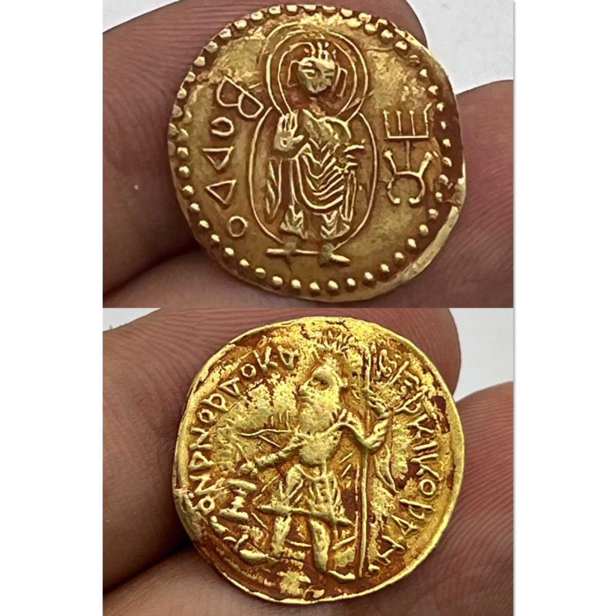 Authentic Kushan Kanishka I Buddha 1/2dinar SoLiD 20K GOLD COIN