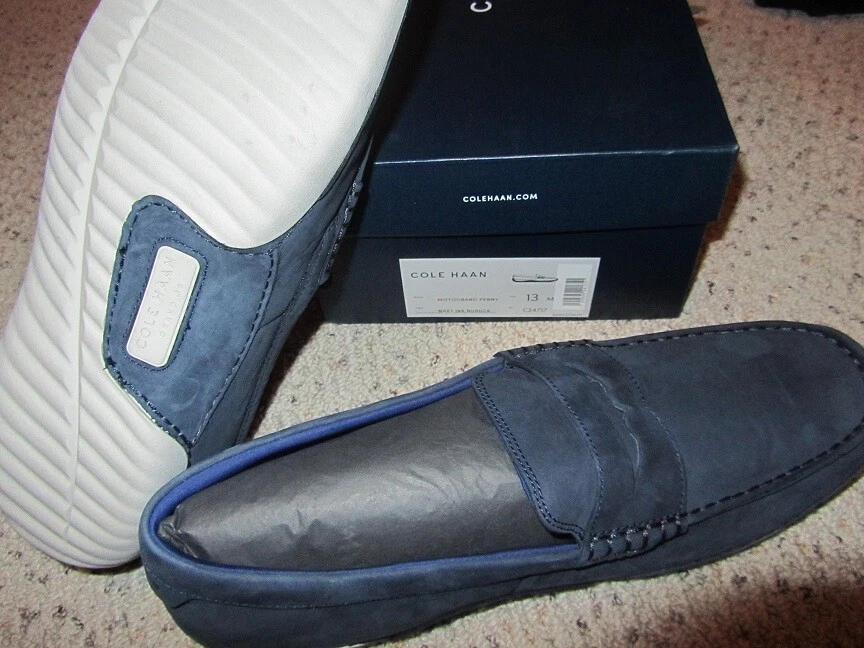 Cole Haan Motogrand Penny Mens Leather Loafer Shoes Navy NIB US 13