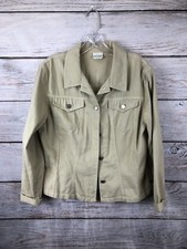 City Lights San Francisco Made in USA Tan Jacket Button Front 100% Cotton Size L