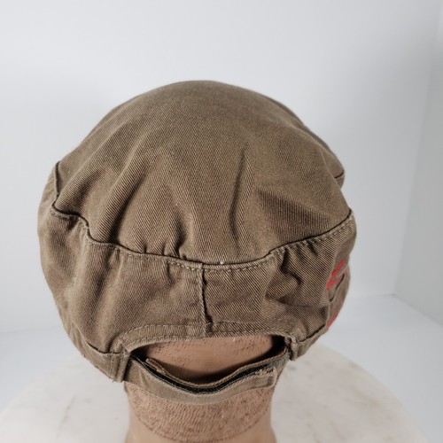 Cadet Cap Army Hat Green Brown Cotton Distressed Womens Strap Back Adjustable - Picture 5 of 9