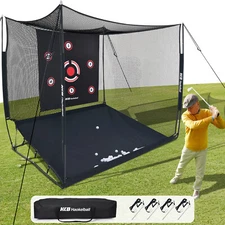 10x8x6ft Heavy-Duty Professional Golf Practice Net for Driving with Target Cloth