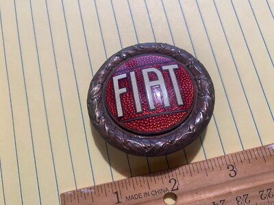 VINTAGE FIAT ITALY CAR EMBLEM RADIATOR BADGE LORIOLI MILANO - EXCELLENT RED WOW!
