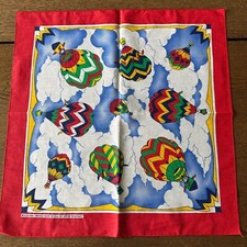 Wamcraft Bandana Hot Air Balloons Clouds Scarf Handkerchief Made in USA Vintage