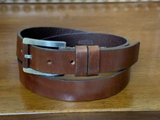 CK Calvin Klein Women's Man's Large Brown Italian Saddle Leather Belt