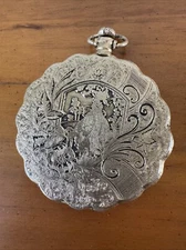 Elegant Vintage Max Factor Woman's Gold Plated Pocket Watch Compact