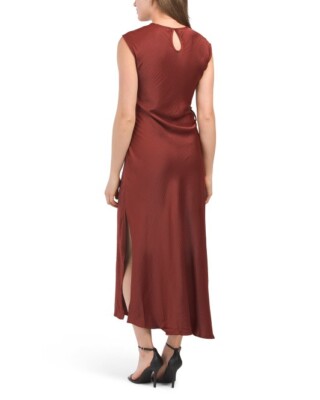 house of harlow satin dress House of Harlow Green Satin Cowl Neck Gown by House of Harlow 1960