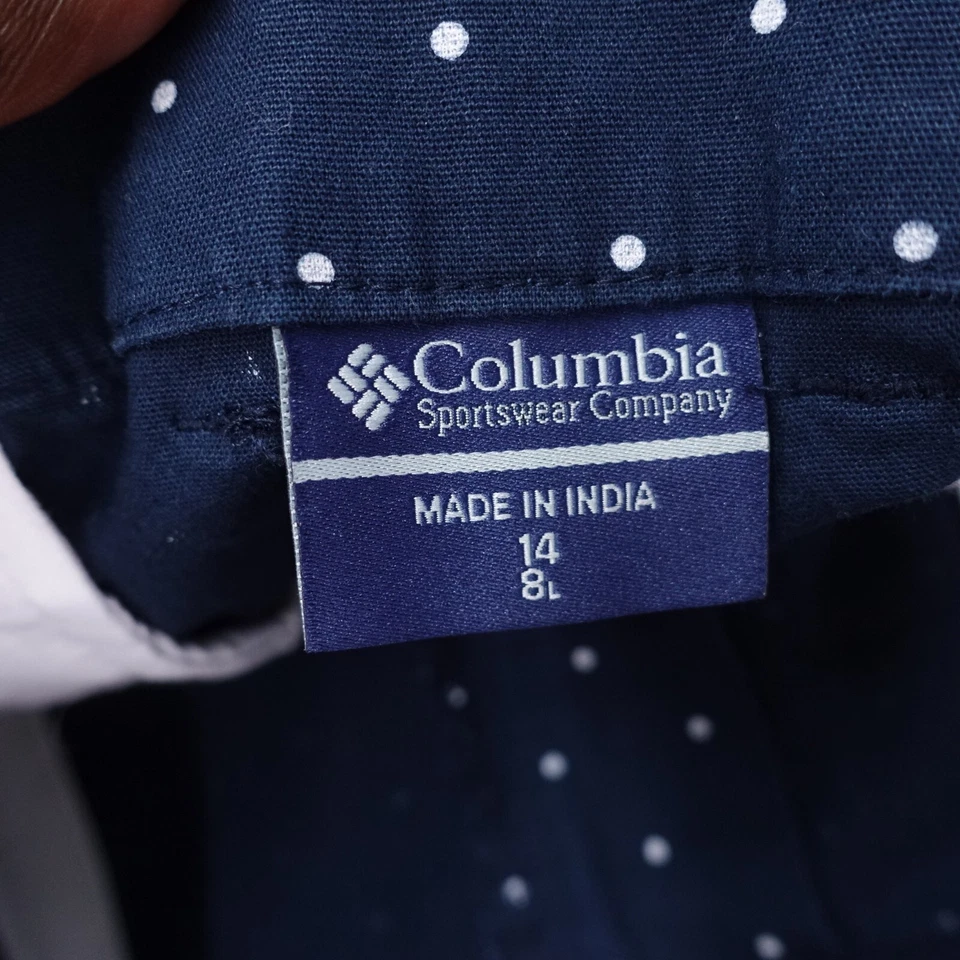 Шорты женские Columbia Chino 14 темно-синие в горошек плоские спереди PFG классические - Изображение 3 из 4