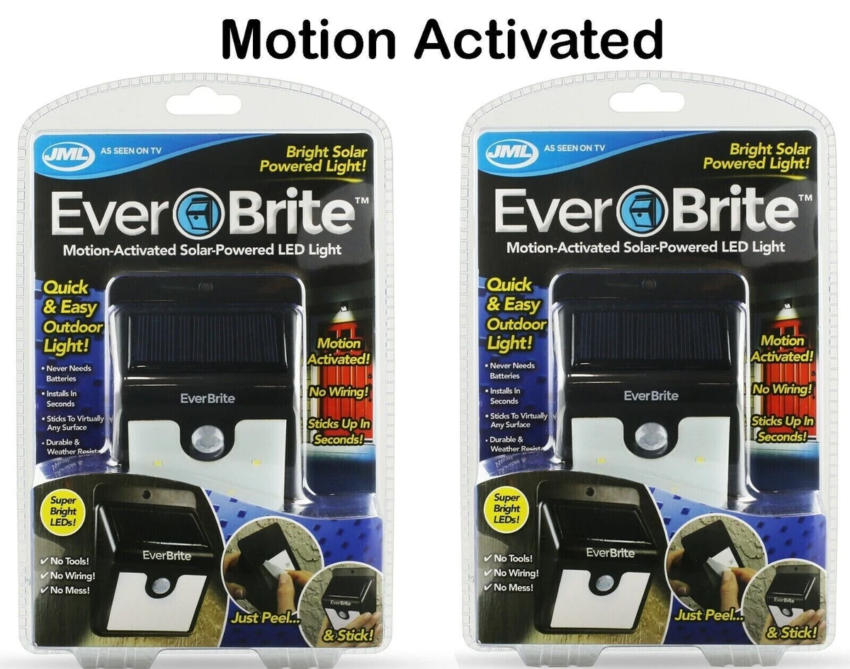 2 LED SOLAR MOTION ACTIVATED WIRELESS LIGHTS EVER BRITE DELUXE 8
