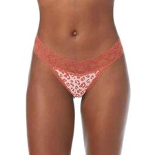 No Boundaries Women's Micro Lace Thong Panties Size X-LARGE Clay Brick Cheetah