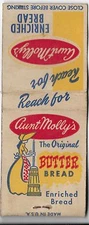VINTAGE Matchbook Cover - Aunt Molly's Bread Used Worn