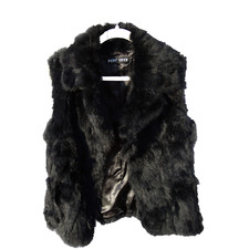 Real Fur Women's Vest Real Rabbit Fur Black Vest Size S Peri Luxe