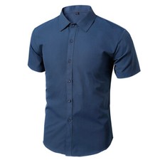 Men's Casual Slim Fit Short Sleeve Button Up Dress Shirt Summer Business Shirts