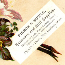 New Bedford Hardware Store Lumber Mill Tools PIERCE & SOWLE Victorian Trade Card