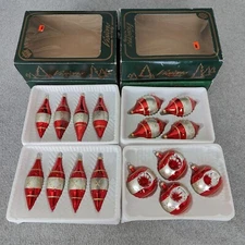 4 Visions By Holly Glass Christmas Ornaments Sets 16 Ct Indent Teardrop Vintage