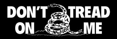 3x9 inch BLACK Don't Tread on Me Bumper Sticker (Snake Decal Guns God Gadsden)