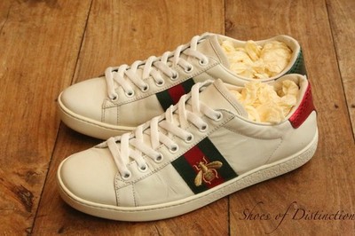 Gucci Ace White Leather Bee Snake Skin Trainers Ladies UK 3 US 6 EU 36