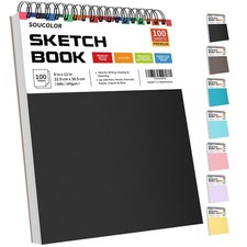 9" x 12" Sketch Book, 100 Sheets Top Spiral Bound Sketchbook with Acid-Free