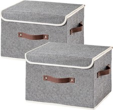 2PCS Storage Boxes Baskets with Lid Foldable Fabric Storage Bins