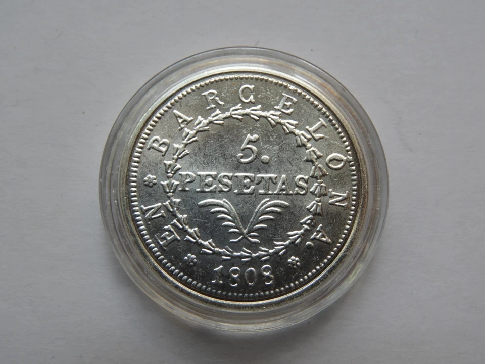 MONEDA EN PLATA JOSE I NAPOLEON - 1808 - 5 PESETAS - BARCELONA
