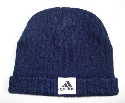 Kinder Adidas 4-7y dunkelblau Beanie Mütze gerippt Strick Jungen Mädchen Mütze warm