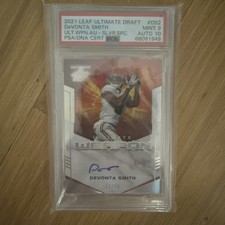 Leaf Ultimate Draft Weapon Silver Spectrum /15 Devonta Smith Rookie Auto PSA 9