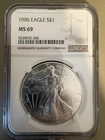 1996 American Silver Eagle Coin - NGC MS69