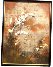 Dietrich Grunewald 51 X 38 Ethereal Daydream Floral On Canvas Serigraph MCM Vtg