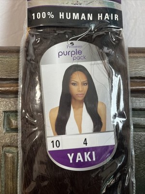 10  Inch  Premium Purple Pack 100% Human Hair Yaki Weave Extension Color4 (z4)