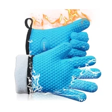 Kitchen Oven Gloves - Dual-Layer Heat Resistant Grilling Gloves, Silicone Ove...