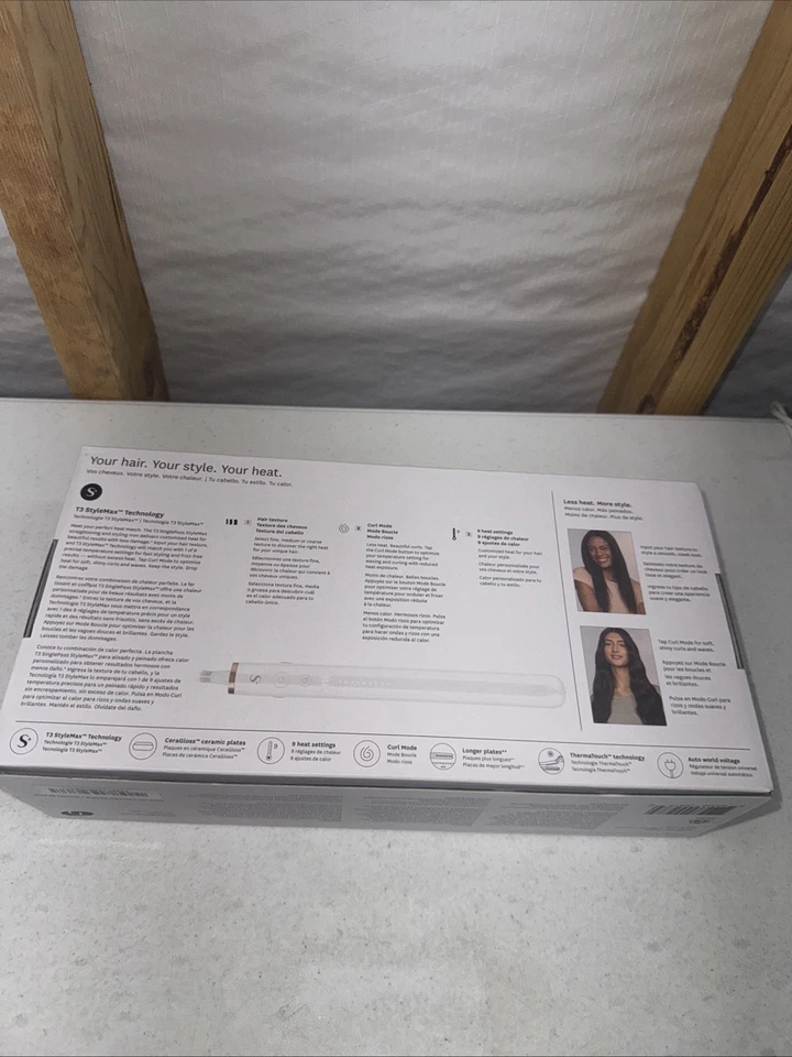 T3 StyleMax SINGLEPASS 9-Settings Professional 1" Flat Iron #77592 White NEW - Image 4 of 4