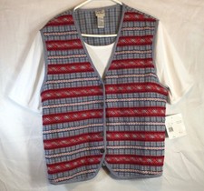 Vintage 90s Koret City Blue L Woven Plaid Vest NWT Deadstock Grandmacore Cottage