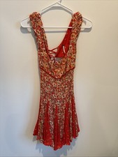 Free People Red Floral XS Small Dress Short Sleeve