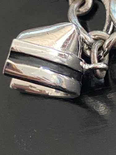 VTG Wells Sterling Silver 7” CharmBracelet RN Cap, Caduceus, Microscope, Bicycle - Picture 12 of 23
