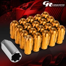 JDM ORANGE 20PCS M12X1.25 24MM OD 50MM TALL OPEN END ALUMINUM LUG NUTS+ADAPTER