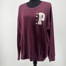 Victoria's Secret PINK Burgundy Logo Crewneck Sweatshirt Medium Maroon Pullover