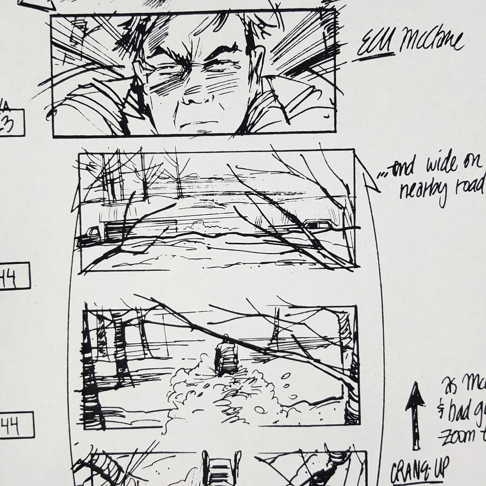 Image 6 of Die Hard 2 - Production Used Storyboard, Bruce Willis Snowmobile Chase, Prop 13
